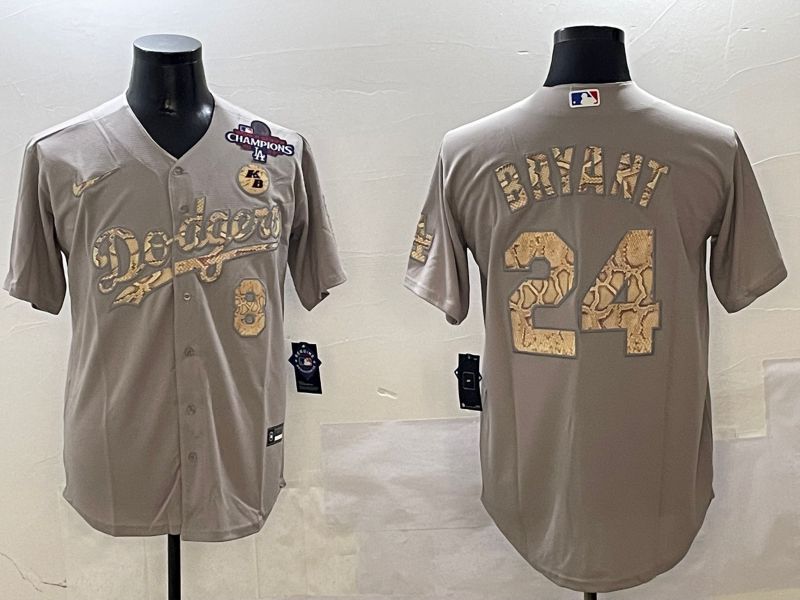 Men Los Angeles Dodgers #24 Bryant Grey Fashion Game 2025 Nike MLB Jersey style 3064